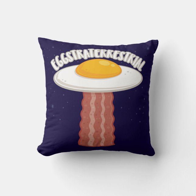 Eggstraterrestrial With Text Throw Pillow (Front)
