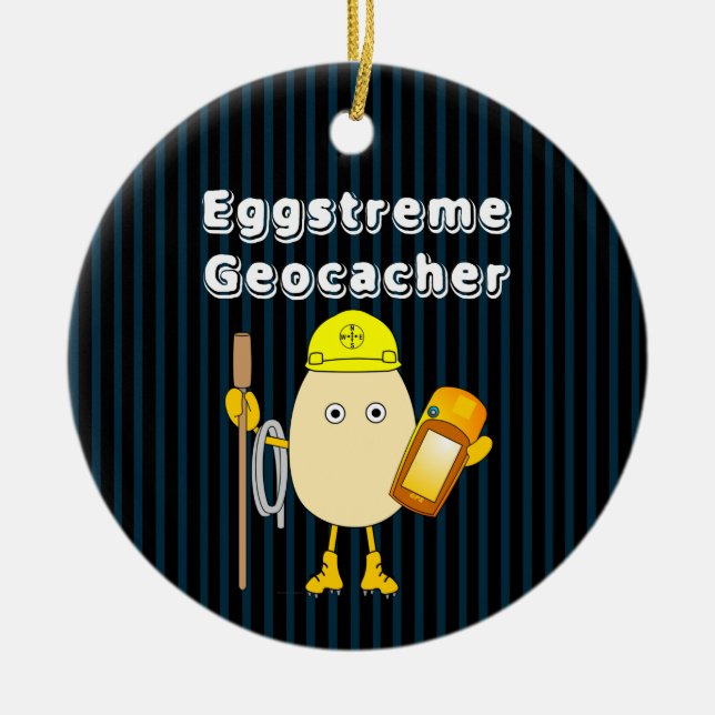 Eggstreme Geocaching Ceramic Ornament (Front)