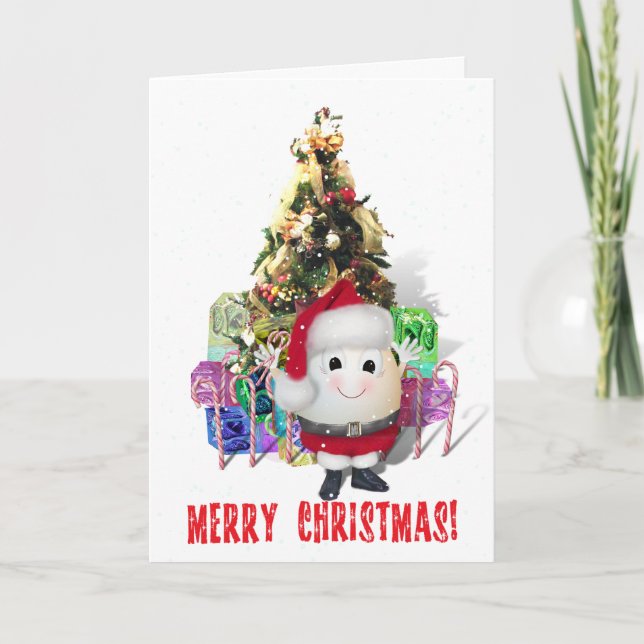 Eggstrordinary Santa Christmas Egg Holiday Card (Front)