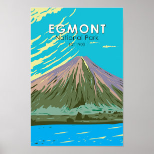 Egmont National Park New Zealand Vintage  Poster