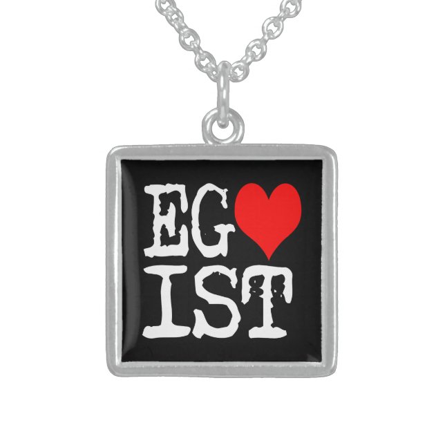 Egoist Red Heart Black Sterling Silver Necklace (Front)