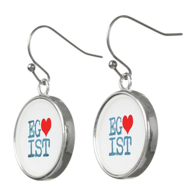 Egoist Red Heart Denim Earrings (Angled)