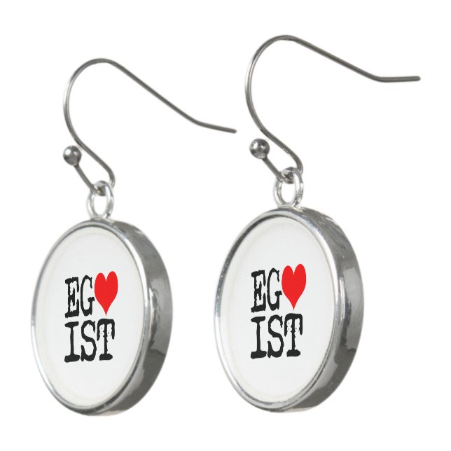 Egoist Red Heart Earrings (Angled)