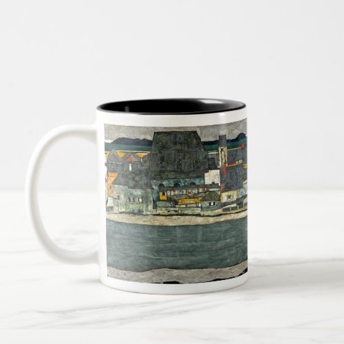 Egon Schiele casas junto al rio ciudad vieja Two_Tone Coffee Mug