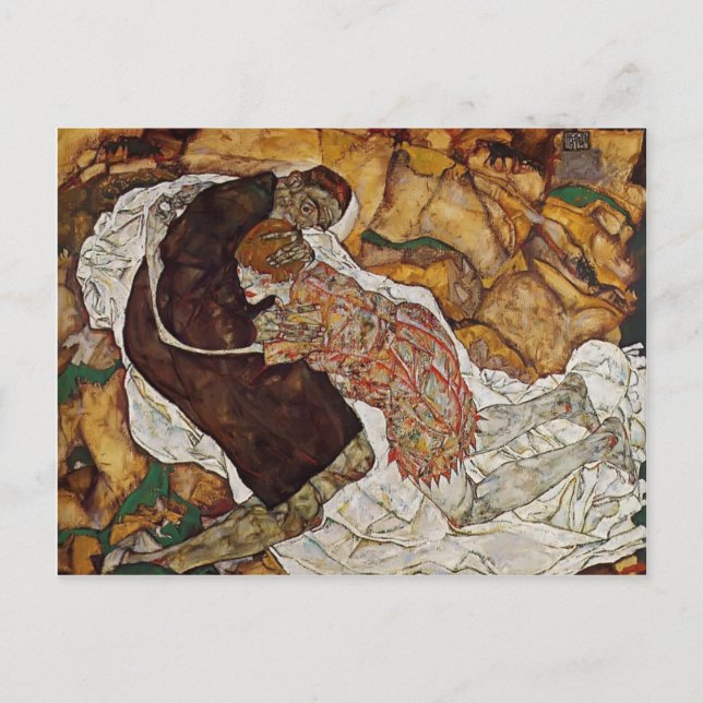 Egon Schiele- Death and the Maiden Postcard (Front)