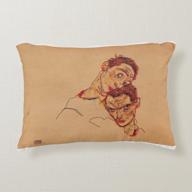 Egon Schiele - Double Self Portrait Accent Pillow (Front)