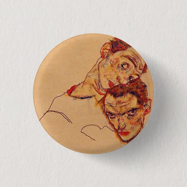 Egon Schiele - Double Self Portrait Button (Front)