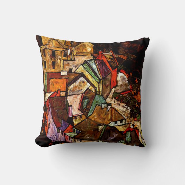 Egon Schiele - Edge of Town Throw Pillow (Front)