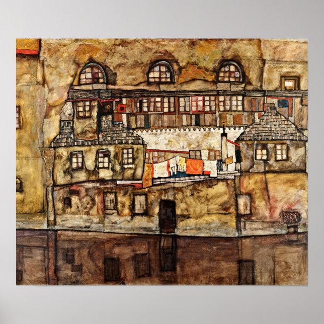 Egon Schiele - House Wall On The River Poster (Front)