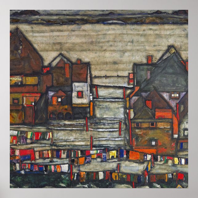 Egon Schiele - Houses With Laundry Poster (Front)