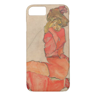 Egon Schiele Kneeling Female in Orange Red Dress iPhone 8/7 Case