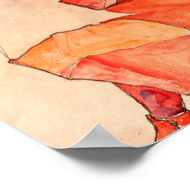 kneeling female in orange-red dress La Pastiche Egon Schiele 'Kneeling Female in Orange-Red Dress' Pre-Framed  Miniature Print on Canvas - Bed Bath & Beyond