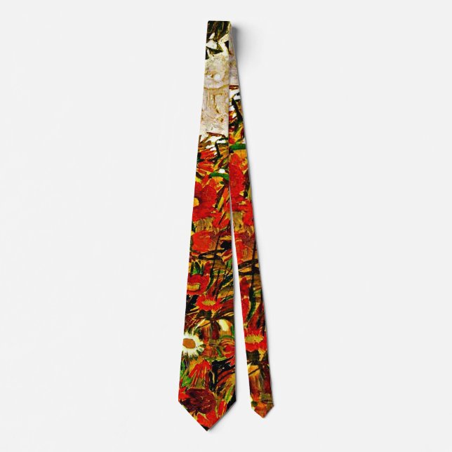 Egon Schiele painting, Field of Flowers Neck Tie (Front)