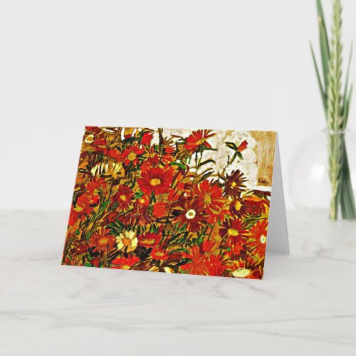 Egon Schiele painting Field of Flowers Thank You Card