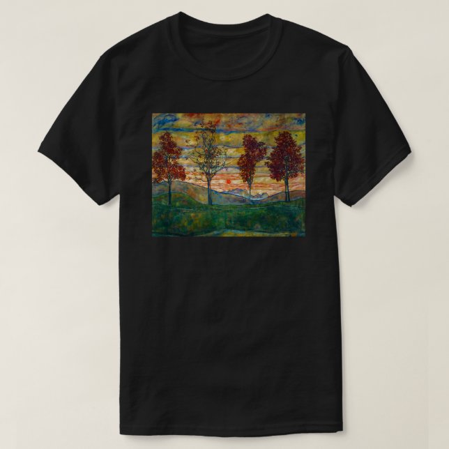 Egon Schiele Paintings | Vier Baeume — Four Trees T-Shirt (Design Front)