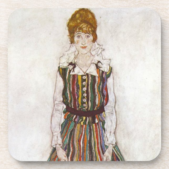 Egon Schiele Portrait of Edith Schiele Coasters (Front)