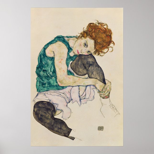 Egon Schiele 'Seated Woman' Expressionism Art Poster (Front)