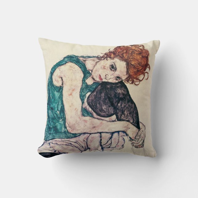 Egon Schiele Seated Woman Pillow (Front)