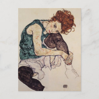 Egon Schiele- Seated Woman with Bent Knee Postcard