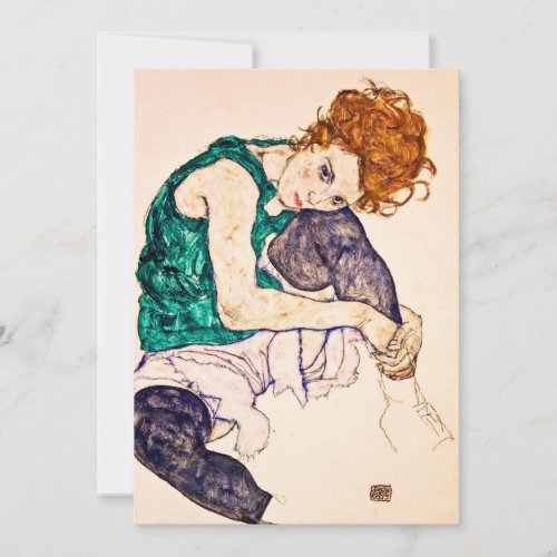Egon Schiele _ Seated Woman With Legs Drawn Up Holiday Card