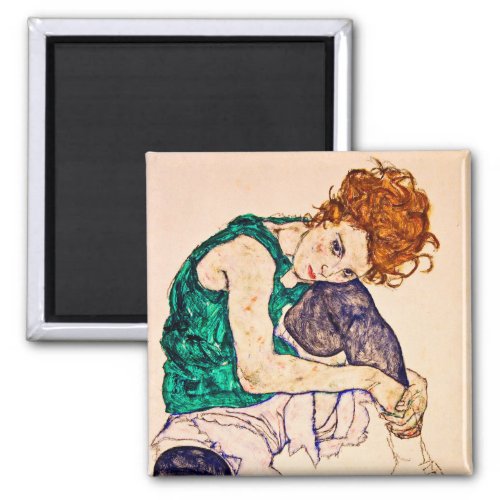 Egon Schiele _ Seated Woman With Legs Drawn Up Magnet
