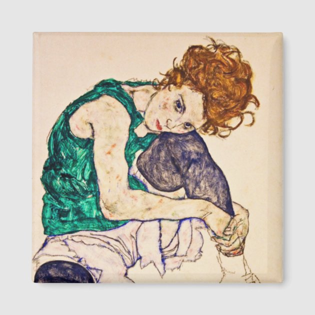 Egon Schiele - Seated Woman With Legs Drawn Up Magnet | Zazzle