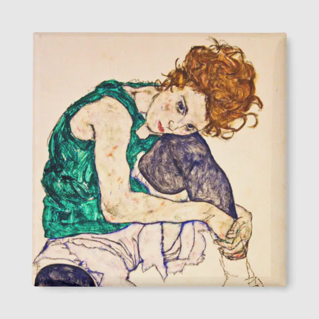 Egon Schiele - Seated Woman With Legs Drawn Up Magnet