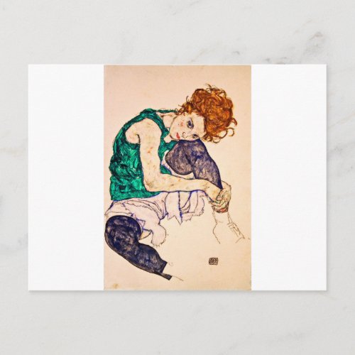 Egon Schiele _ Seated Woman With Legs Drawn Up Postcard