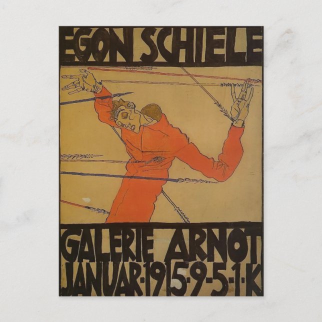Egon Schiele- Self Portrait as St. Sebastian Postcard (Front)