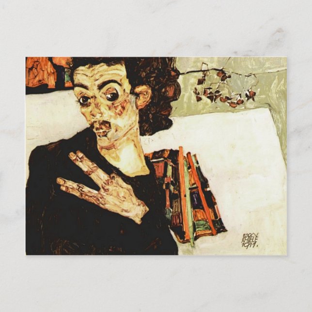 Egon Schiele- Self-Portrait with Black Vase Postcard (Front)