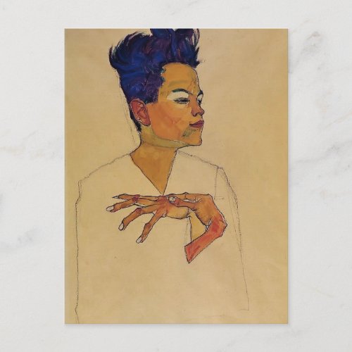 Egon Schiele_ Self Portrait with Hands on Chest Postcard