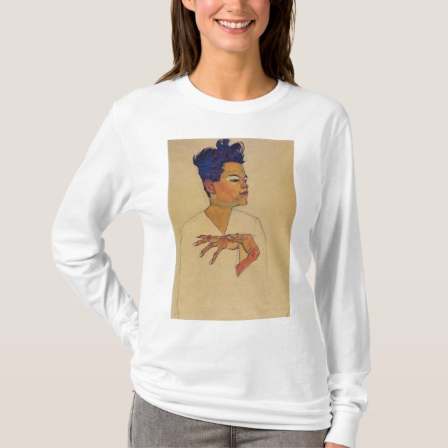 Egon Schiele - Self Portrait With Hands On Chest T-Shirt (Front)