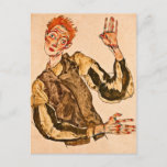 Egon Schiele - Self Portrait With Striped Armlets Postcard
