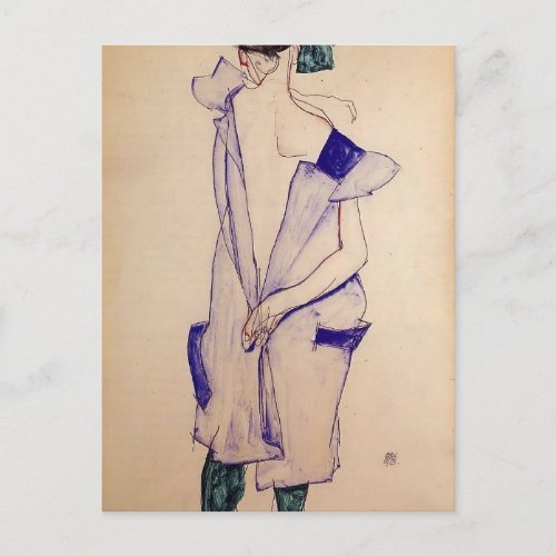 Egon Schiele_ Standing Girl in a Blue and Green Postcard
