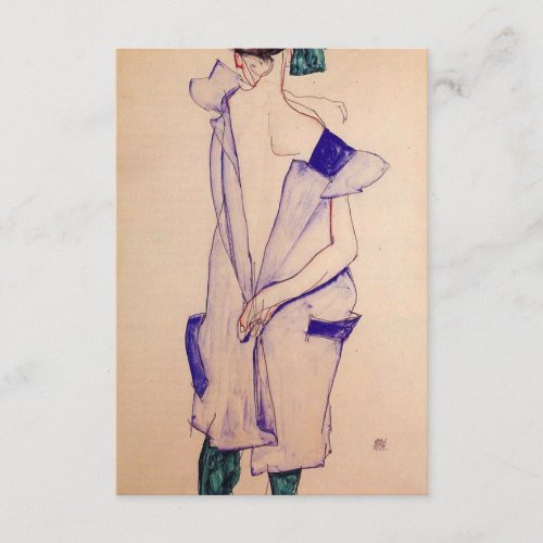 Egon Schiele _ Standing Girl In A Blue Dress Enclosure Card