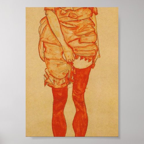 Egon Schiele _ Standing Woman In Red Poster