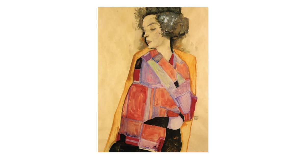 Egon Schiele The Daydreamer Gerti Schiele Postcard Zazzle Com