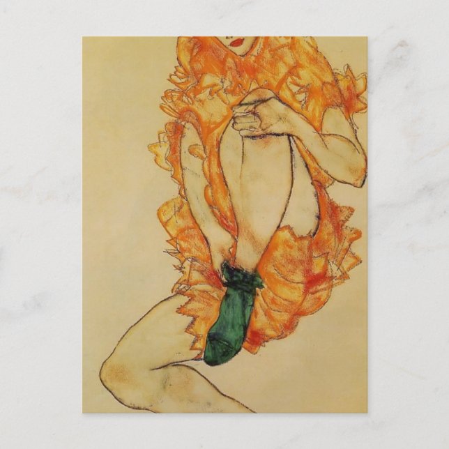 Egon Schiele- The Green Stocking Postcard (Front)