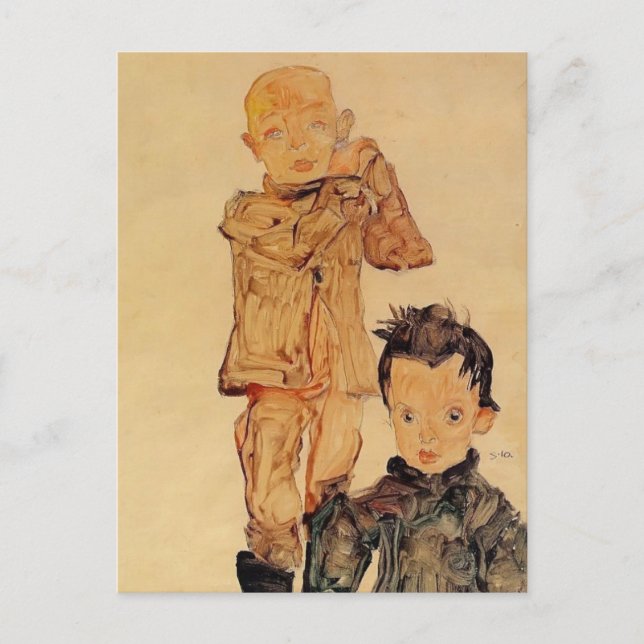 Egon Schiele- Two Boys Postcard (Front)