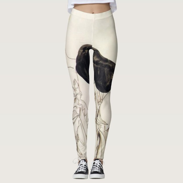 Egon Schiele- Woman In Black Stockings Leggings (Front)