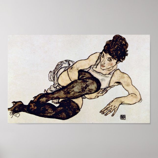 Egon Schiele - Woman with Green Stockings Poster (Front)