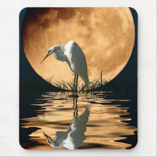 Egret  A Golden Moon Mouse Pad