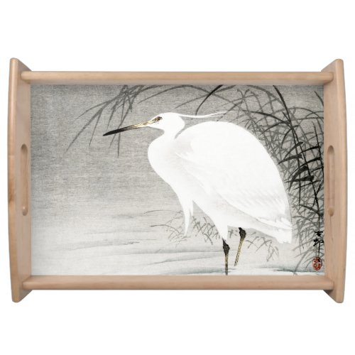 Egret Asian Art Coastal Bird Serving Tray