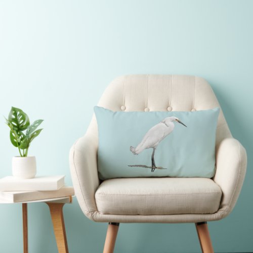 Egret Beach Coast Decor Lumbar Pillow