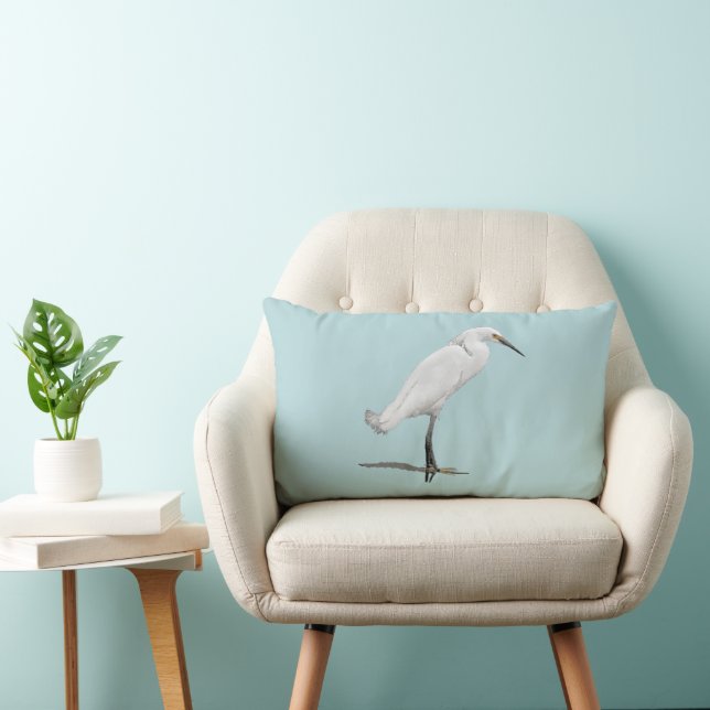 Egret Beach Coast Decor Lumbar Pillow (Chair)