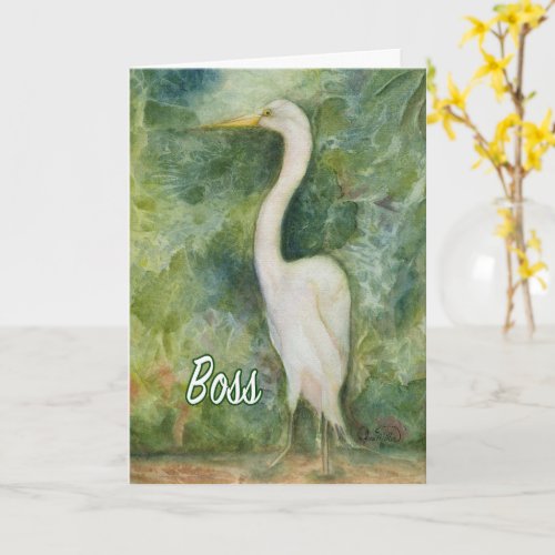 Egret bird in jungle standing proud Boss B_Day Card