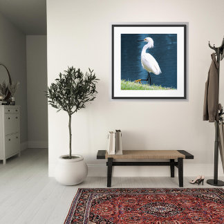 Egret Bird Wall Art Minimalist Nature Coastal