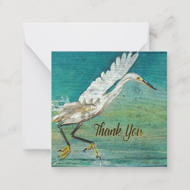 Egret Gorgeous Bird Beach House Thank You Note Card (Front)