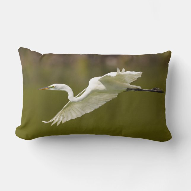egret in flight lumbar pillow (Front)