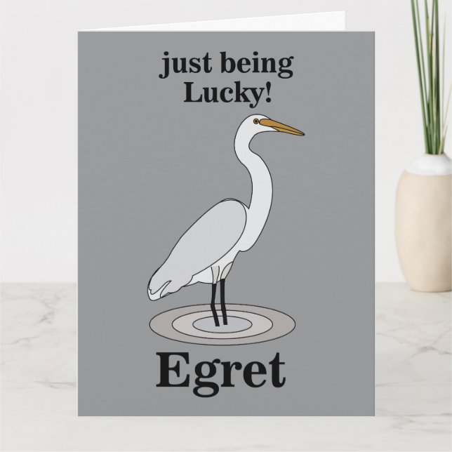 Egret Lucky Bird Card (Front)